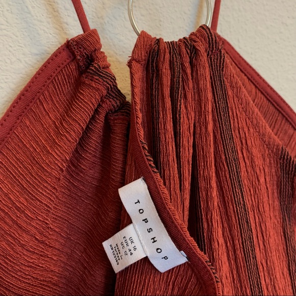 Topshop Boho Burgundy Striped Midi Dress - Size 12 (EUC) - Picture 7 of 8